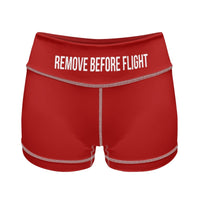 Thumbnail for Remove Before Flight Designed Women Yoga Shorts Pants