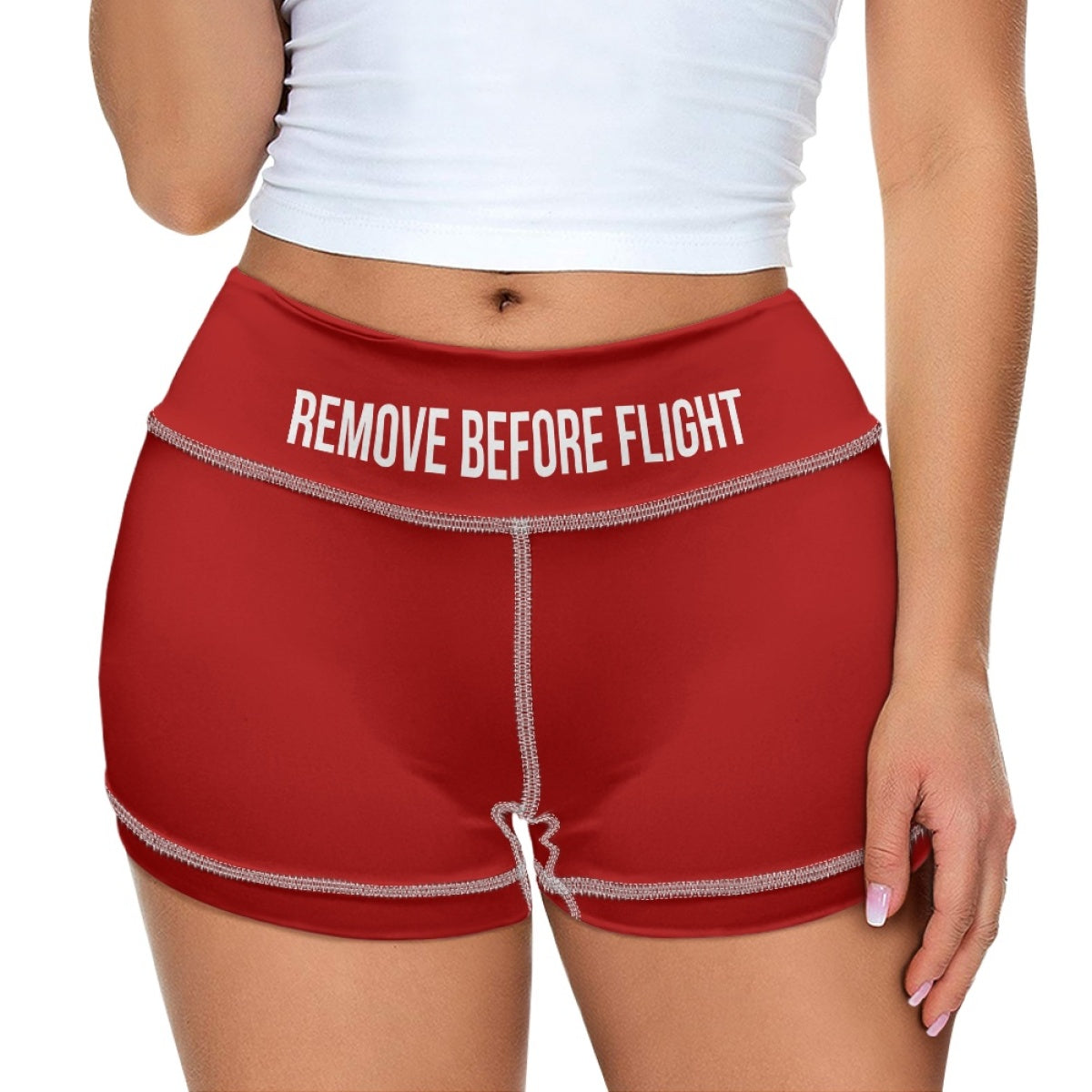 Remove Before Flight Designed Women Yoga Shorts Pants