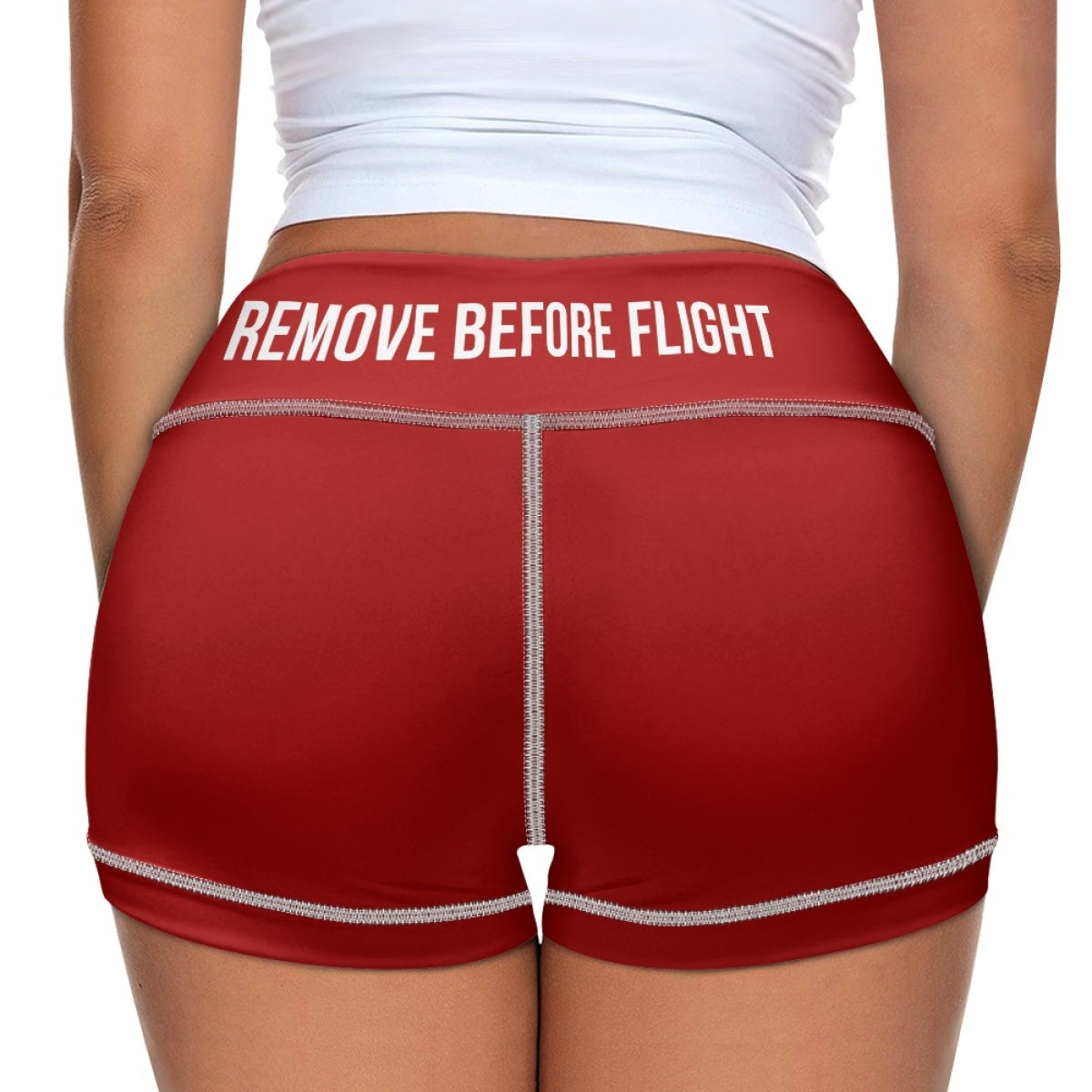 Remove Before Flight Designed Women Yoga Shorts Pants
