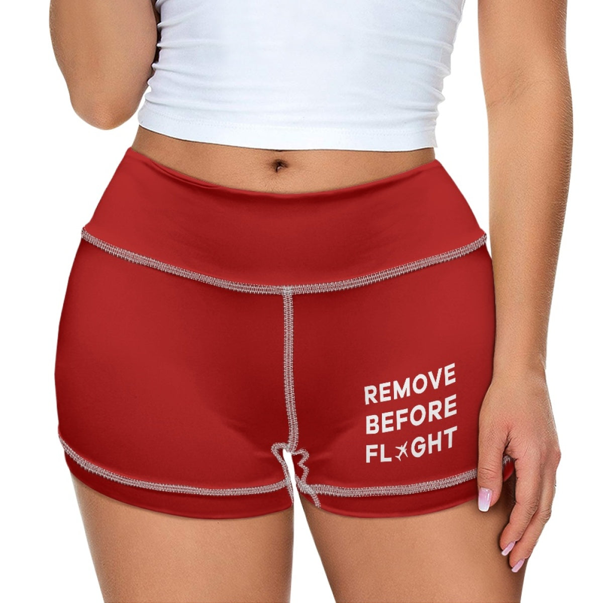 Remove Before Flight (1) Designed Women Yoga Shorts Pants