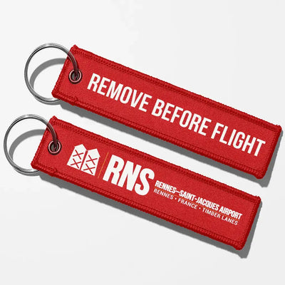 Rennes–Saint-Jacques Airport (RNS) Aviator Key Chains - Red - Remove Before Flight