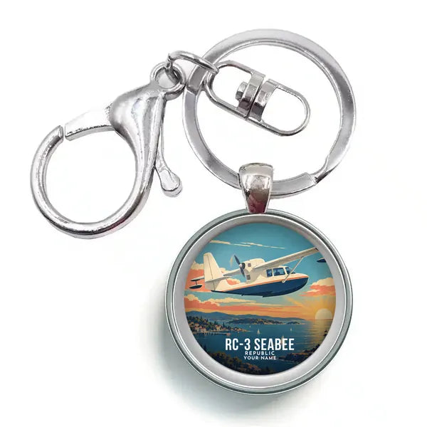Republic RC-3 Seabee - 3D + Name - Circle Key Chain - Full Print