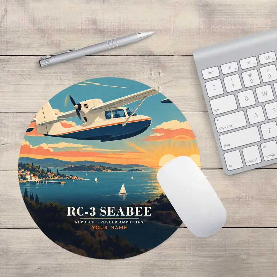 Republic RC-3 Seabee - 3D + Name - Round Mouse Pad - Full Print