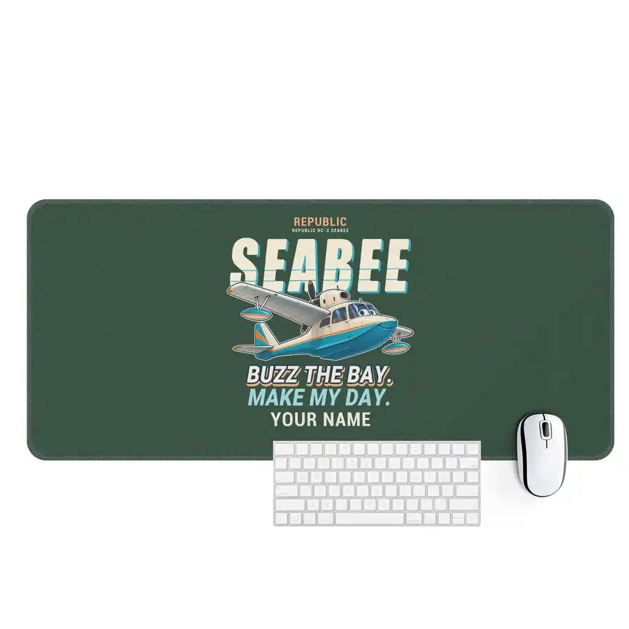 Republic RC-3 Seabee - Cartoon + Name - Desk Mat - Dark Green