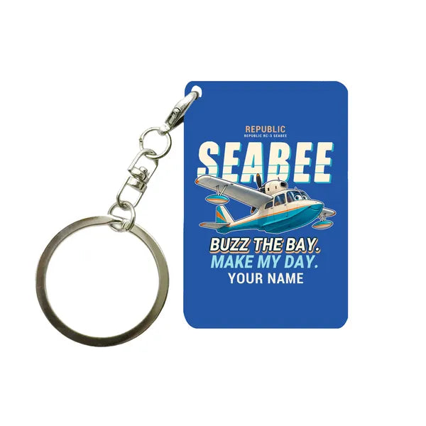Republic RC-3 Seabee - Cartoon + Name - Key Chain - Blue