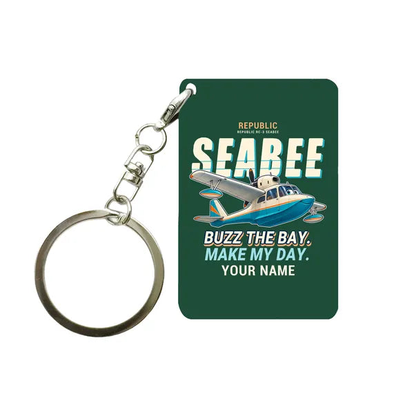 Republic RC-3 Seabee - Cartoon + Name - Key Chain - Dark Green