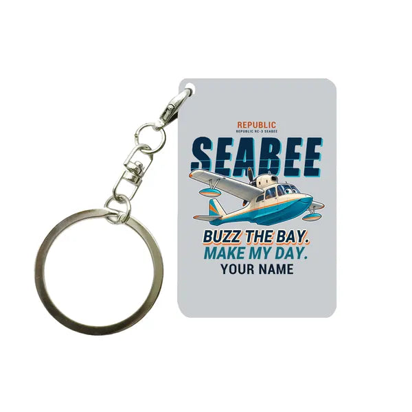 Republic RC-3 Seabee - Cartoon + Name - Key Chain - Light Gray