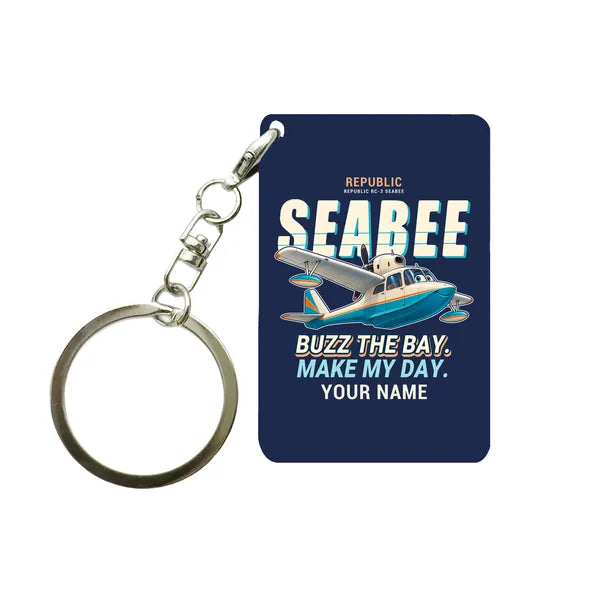 Republic RC-3 Seabee - Cartoon + Name - Key Chain - Navy Blue