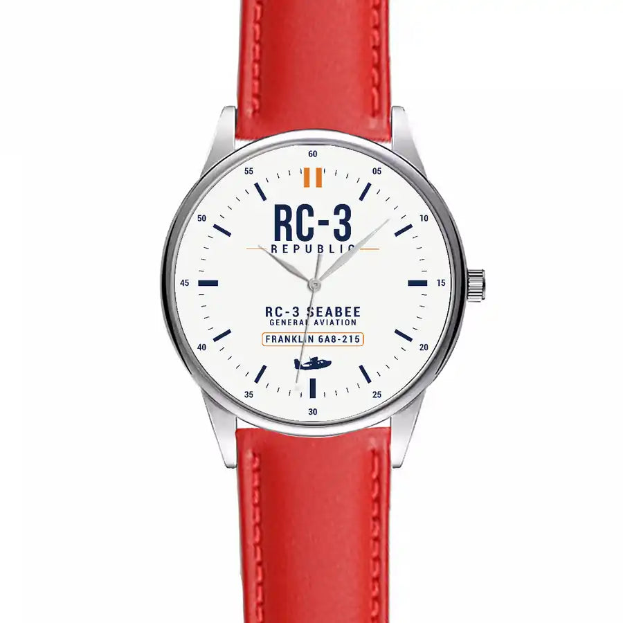 Republic RC-3 Seabee - Classic - White - Leather Strap - Red Leather Strap