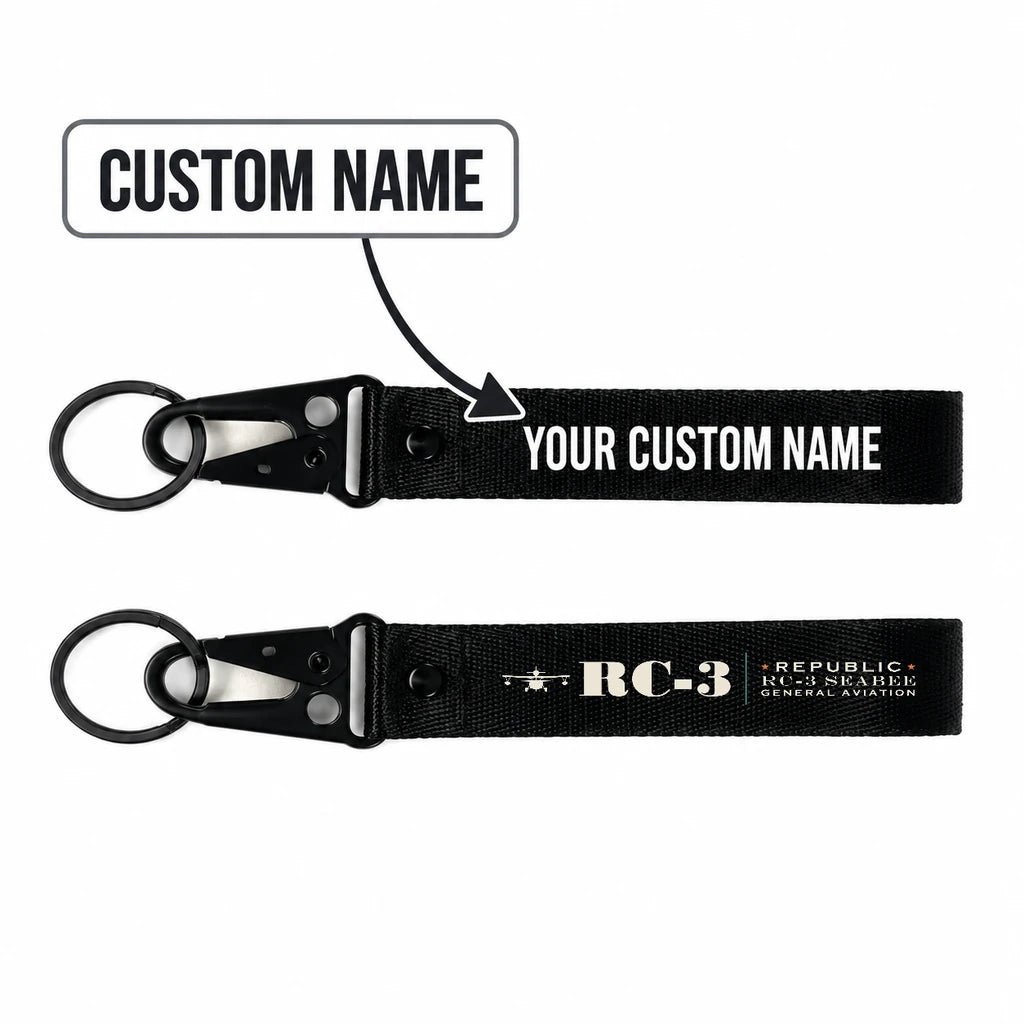 Republic RC-3 Seabee Hawk-Shaped Key Chains - Black - Heritage - Personalized