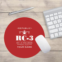 Thumbnail for Republic RC-3 Seabee - Heritage + Name - Round Mouse Pad - Red