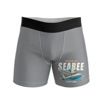 Thumbnail for Republic RC-3 Seabee - Men Boxers - Cartoon + Name - Gray