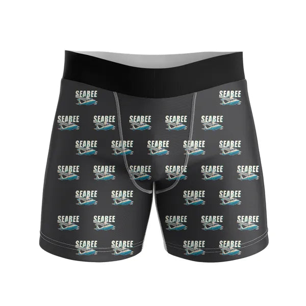 Republic RC-3 Seabee - Men Boxers - Cartoon Pattern - Black