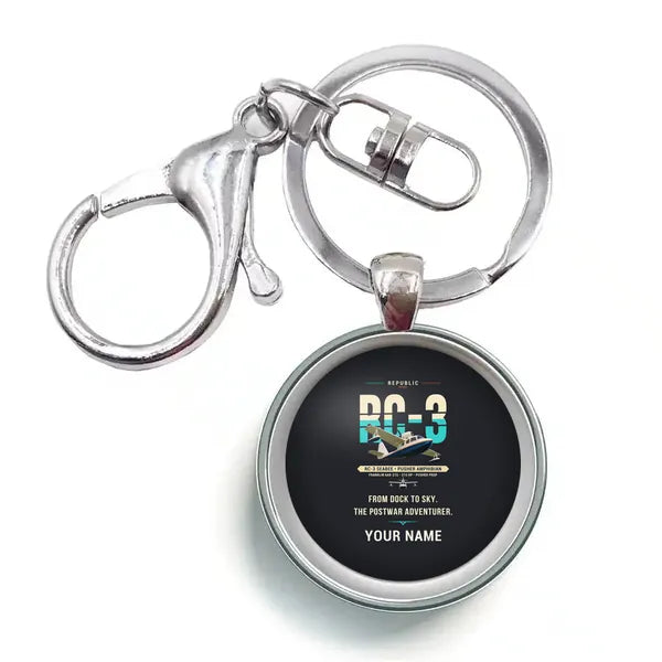Republic RC-3 Seabee - Original + Name - Circle Key Chain - Black