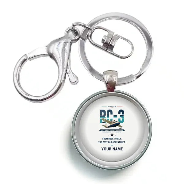 Republic RC-3 Seabee - Original + Name - Circle Key Chain - White