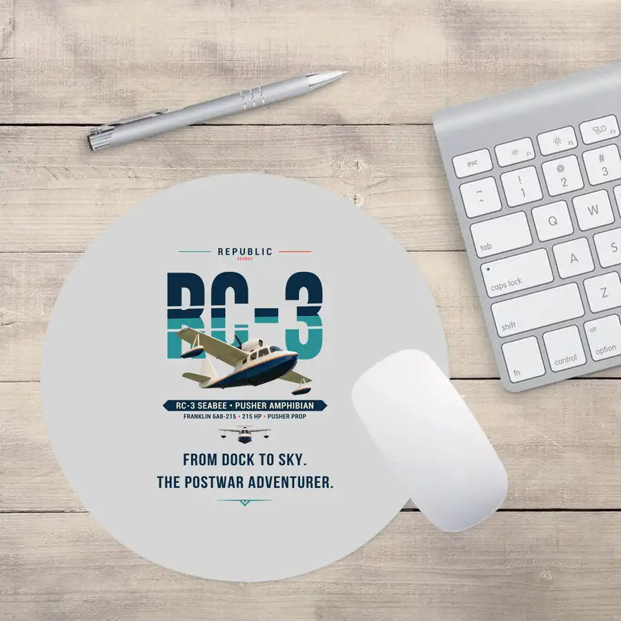 Republic RC-3 Seabee - Original - Round Mouse Pad - Light Gray