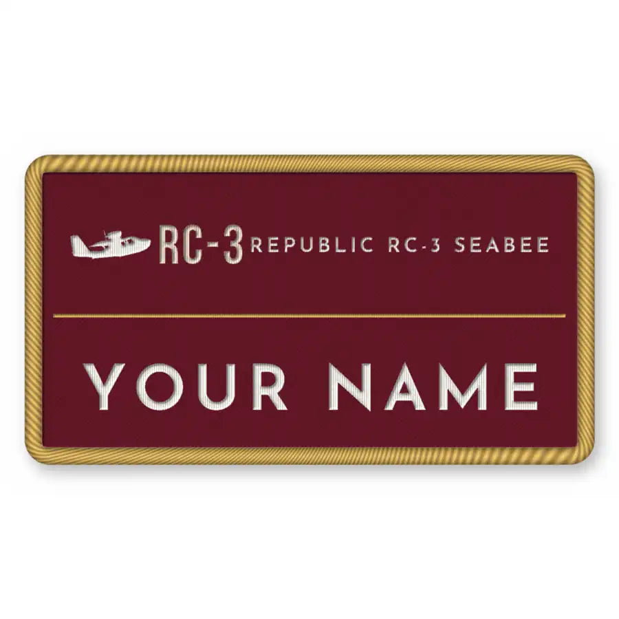 Republic RC-3 Seabee Patches - Rectangle + Name - Burgundy Cream