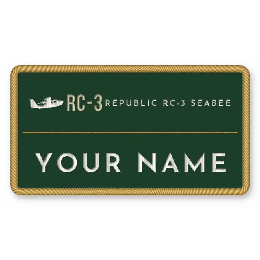 Republic RC-3 Seabee Patches - Rectangle + Name - Forest Gold
