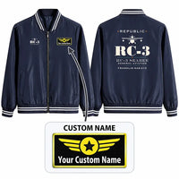 Thumbnail for Republic RC-3 Seabee Stylish Jackets - Baseball Collar - Heritage + Name - Navy Blue