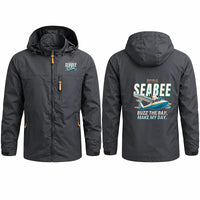Thumbnail for Republic RC-3 Seabee Stylish Jackets - Hooded Windbreaker - Cartoon - Charcoal