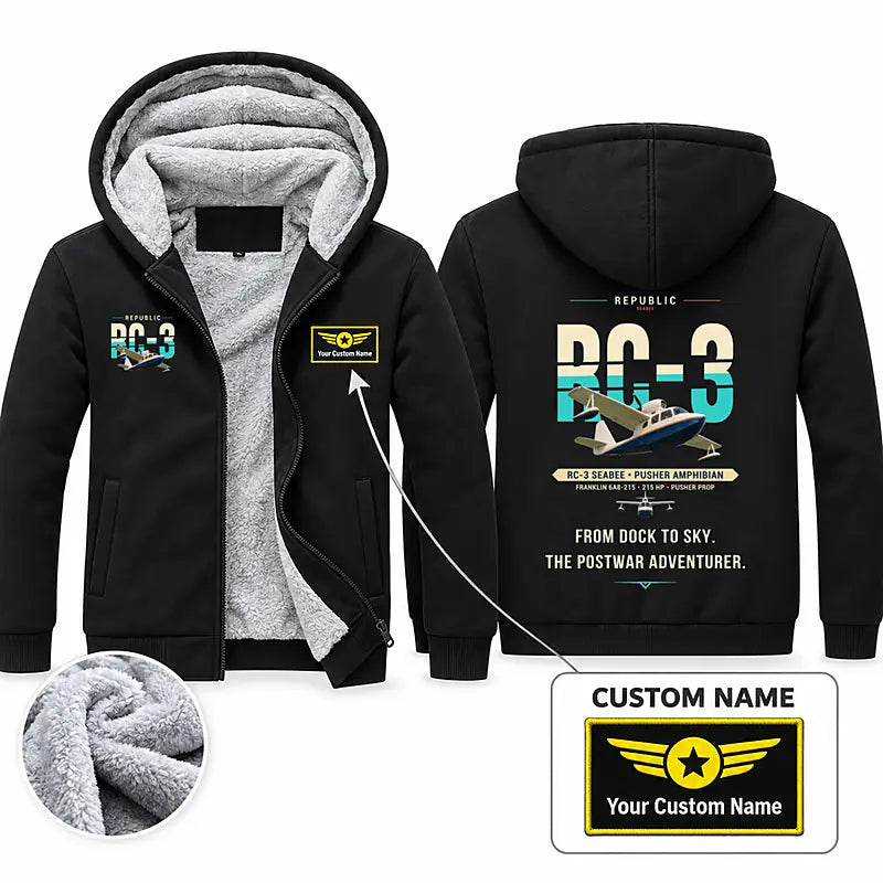 Republic RC-3 Seabee Zipped Sweatshirts - Original + Name - Black