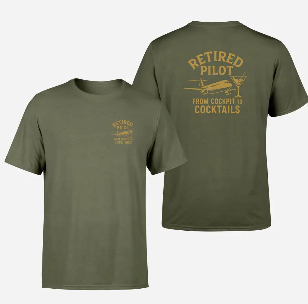 Retired Pilot & Coctails design on green army double side