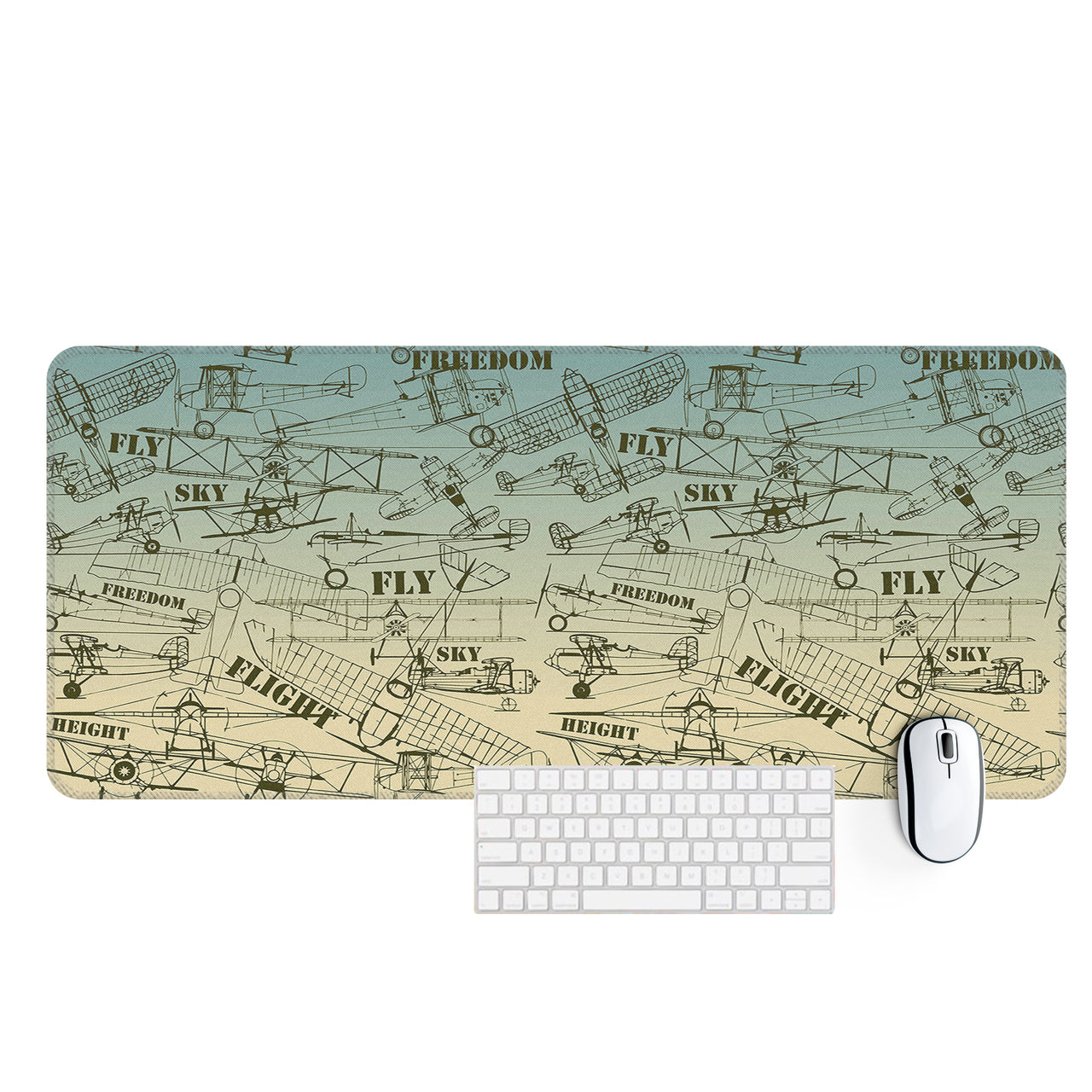 Retro Airplanes & Text Designed Desk Mats