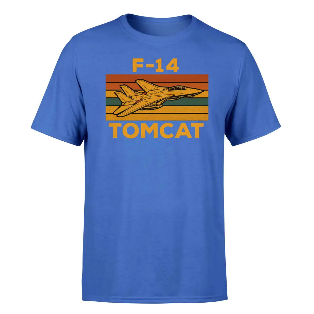 Retro F-14 Tomcat design on blue single side