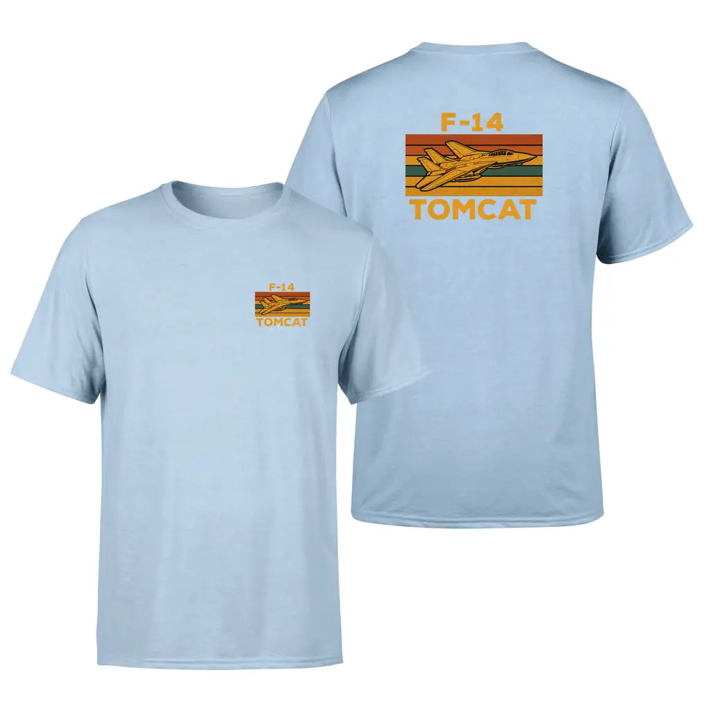 Retro F-14 Tomcat design on light blue double side