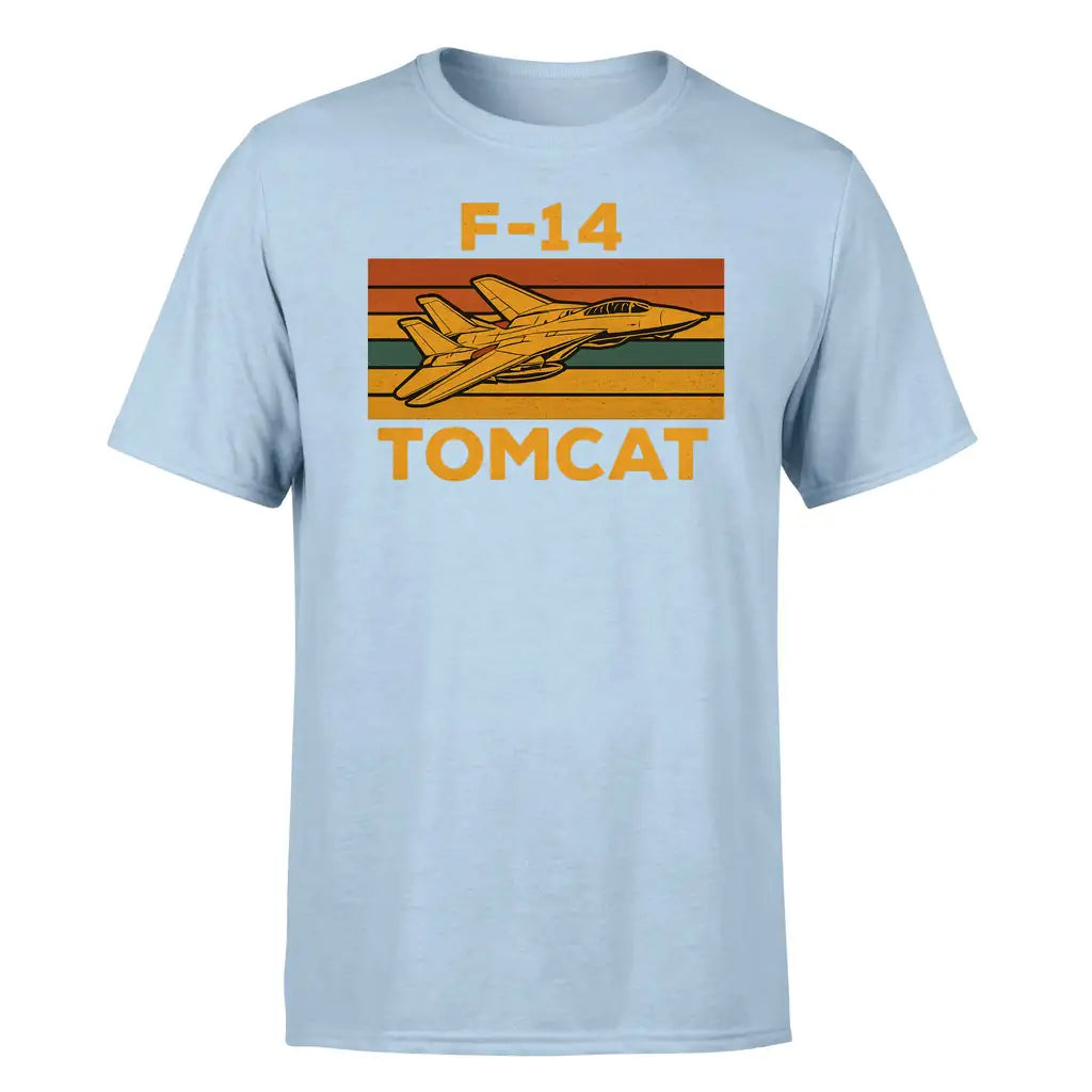 Retro F-14 Tomcat design on light blue single side