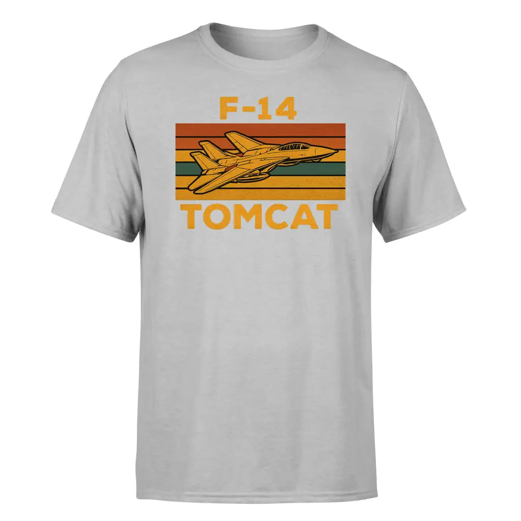Retro F-14 Tomcat design on light gray single side