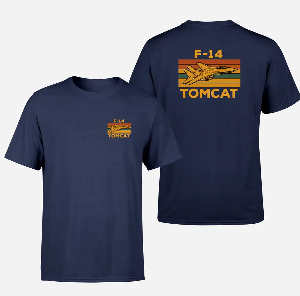 Retro F-14 Tomcat design on navy blue double side