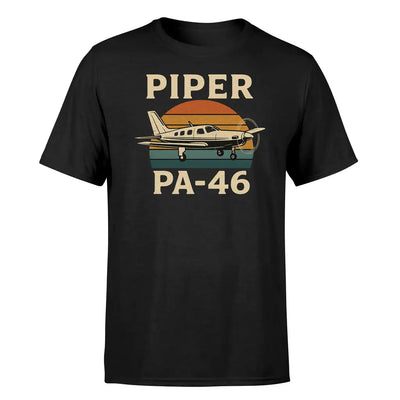 Retro Piper PA-46 design on black single side