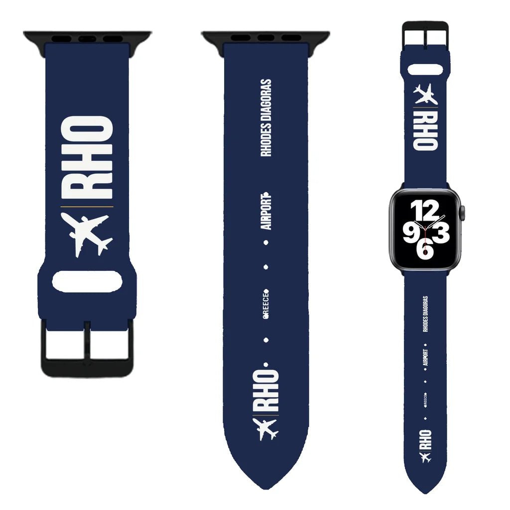 WBV6 | Rhodes Airport Diagoras RHO - Meltemi Citrus Stone Loom | Navy Blue (Metal Buckle)