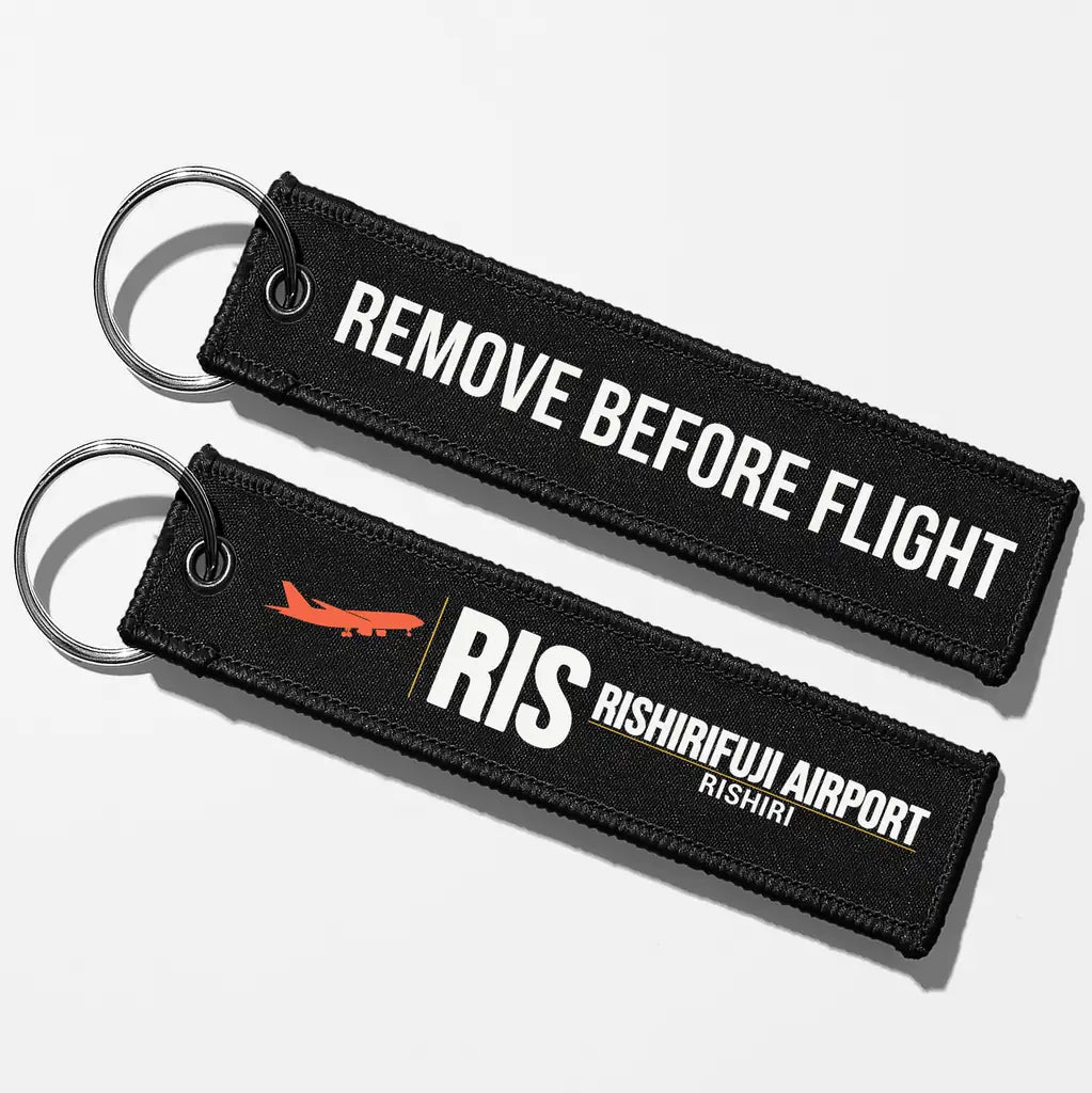 Rishiri Airport (RIS) Aviator Key Chains - Black - Remove Before Flight