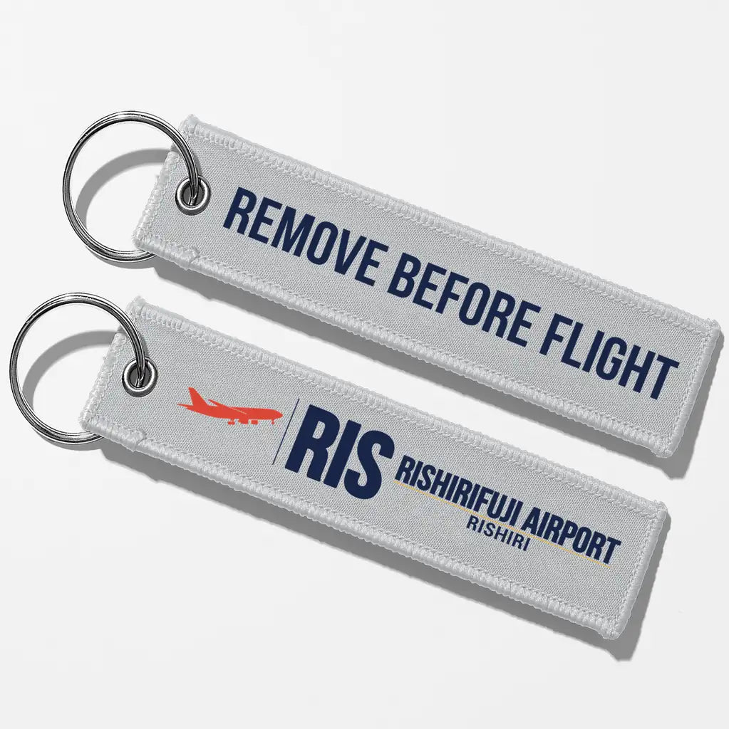 Rishiri Airport (RIS) Aviator Key Chains - Light Gray - Remove Before Flight