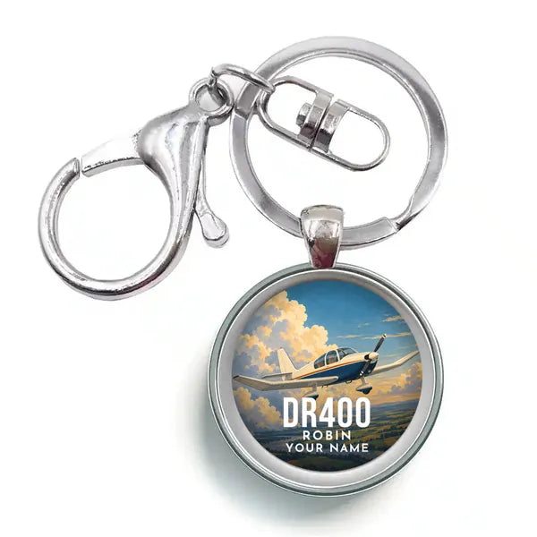 Robin DR400 - 3D + Name - Circle Key Chain - Full Print