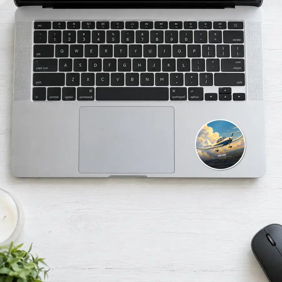 Robin DR400 - 3D + Name - Circle Sticker - Laptop