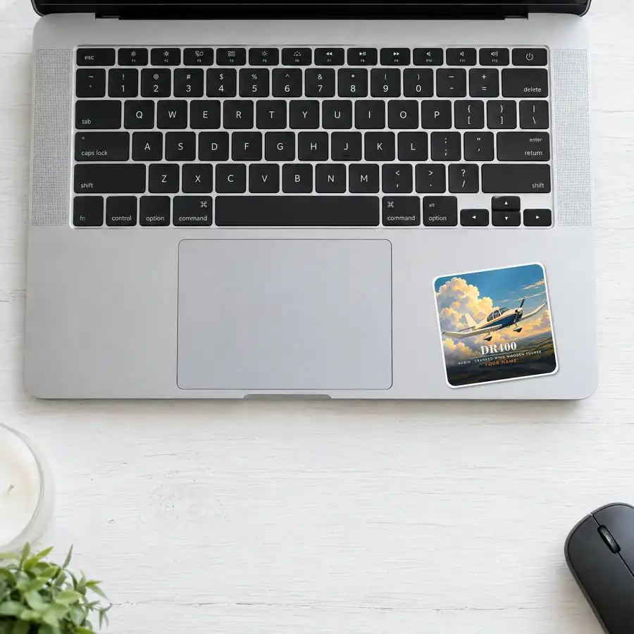 Robin DR400 - 3D + Name - Square Sticker - Laptop