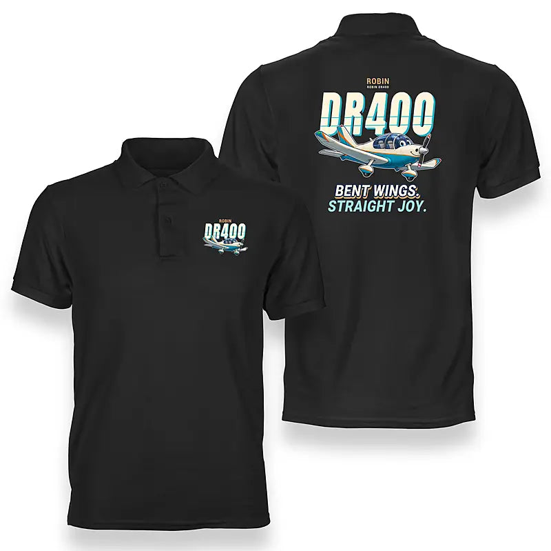 Robin DR400 - Cartoon - Double-Side Polo - Black