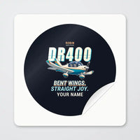 Thumbnail for Robin DR400 - Cartoon + Name - Circle Sticker - Peel