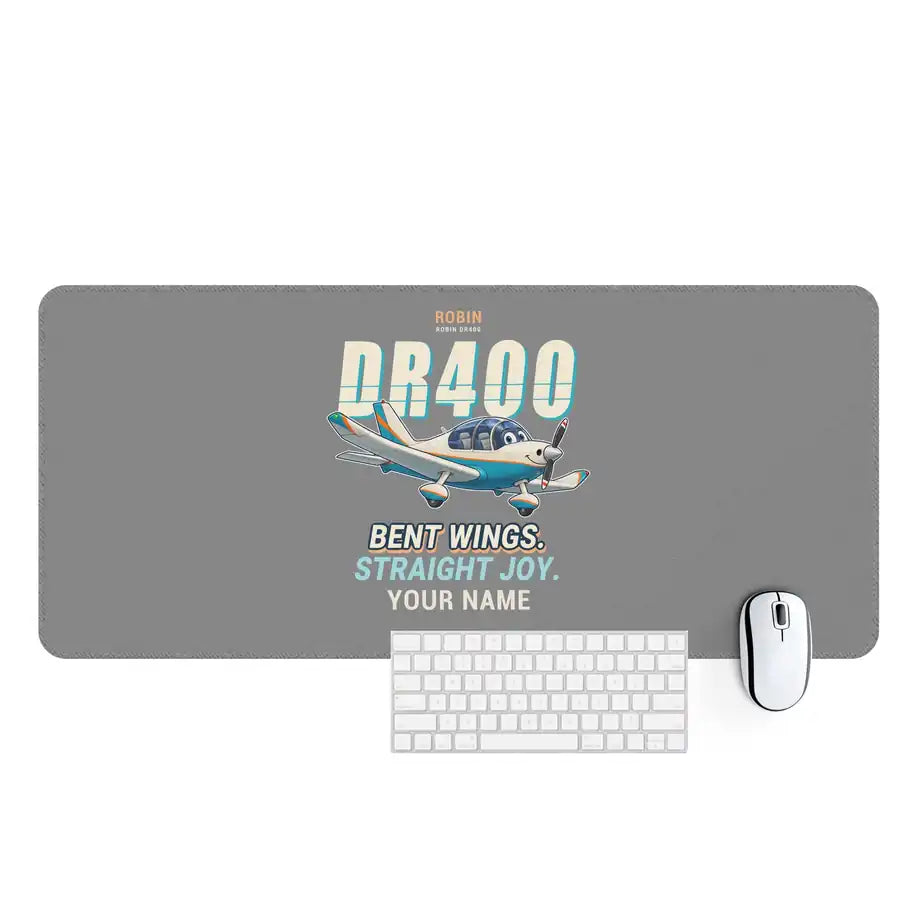 Robin DR400 - Cartoon + Name - Desk Mat - Gray