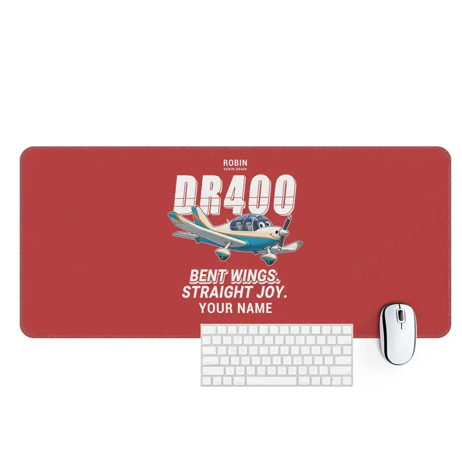 Robin DR400 - Cartoon + Name - Desk Mat - Red