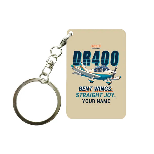 Robin DR400 - Cartoon + Name - Key Chain - Beige