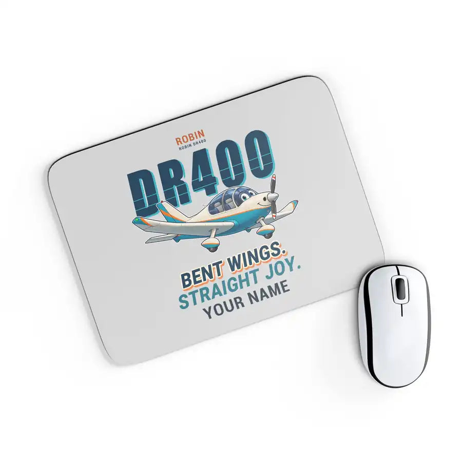 Robin DR400 - Cartoon + Name - Mouse Pad - Light Gray