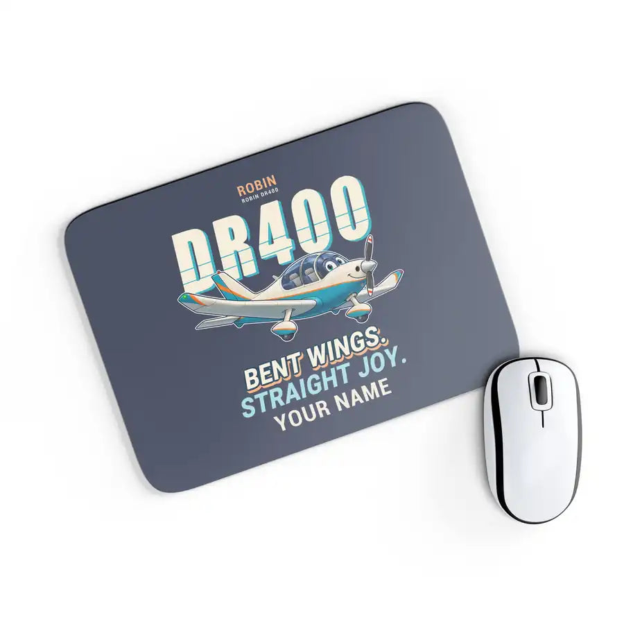 Robin DR400 - Cartoon + Name - Mouse Pad - Navy Blue