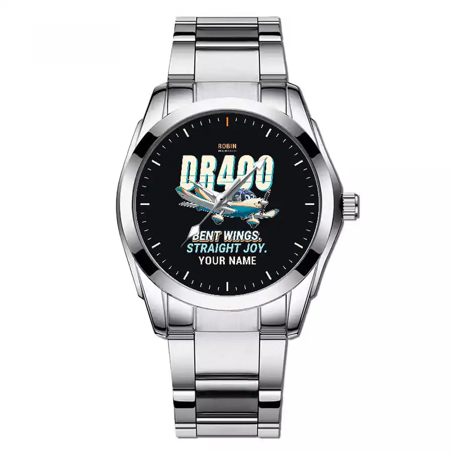 Robin DR400 - Cartoon + Name - Stainless Steel Band - For Men
