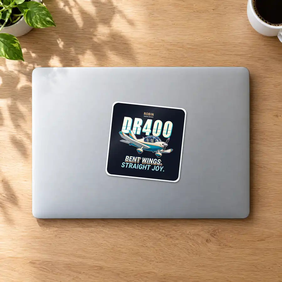 Robin DR400 - Cartoon - Square Sticker - MacBook
