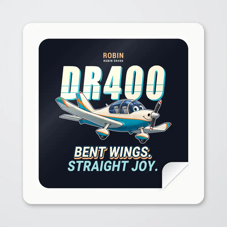 Robin DR400 - Cartoon - Square Sticker - Peel