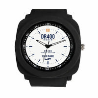 Thumbnail for Robin DR400 - Classic - White + Name - Rubber Strap - Black